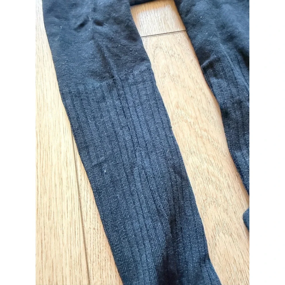 MeMoi Black Ribbed Knit Footed Tights MJB-300 Size S/M